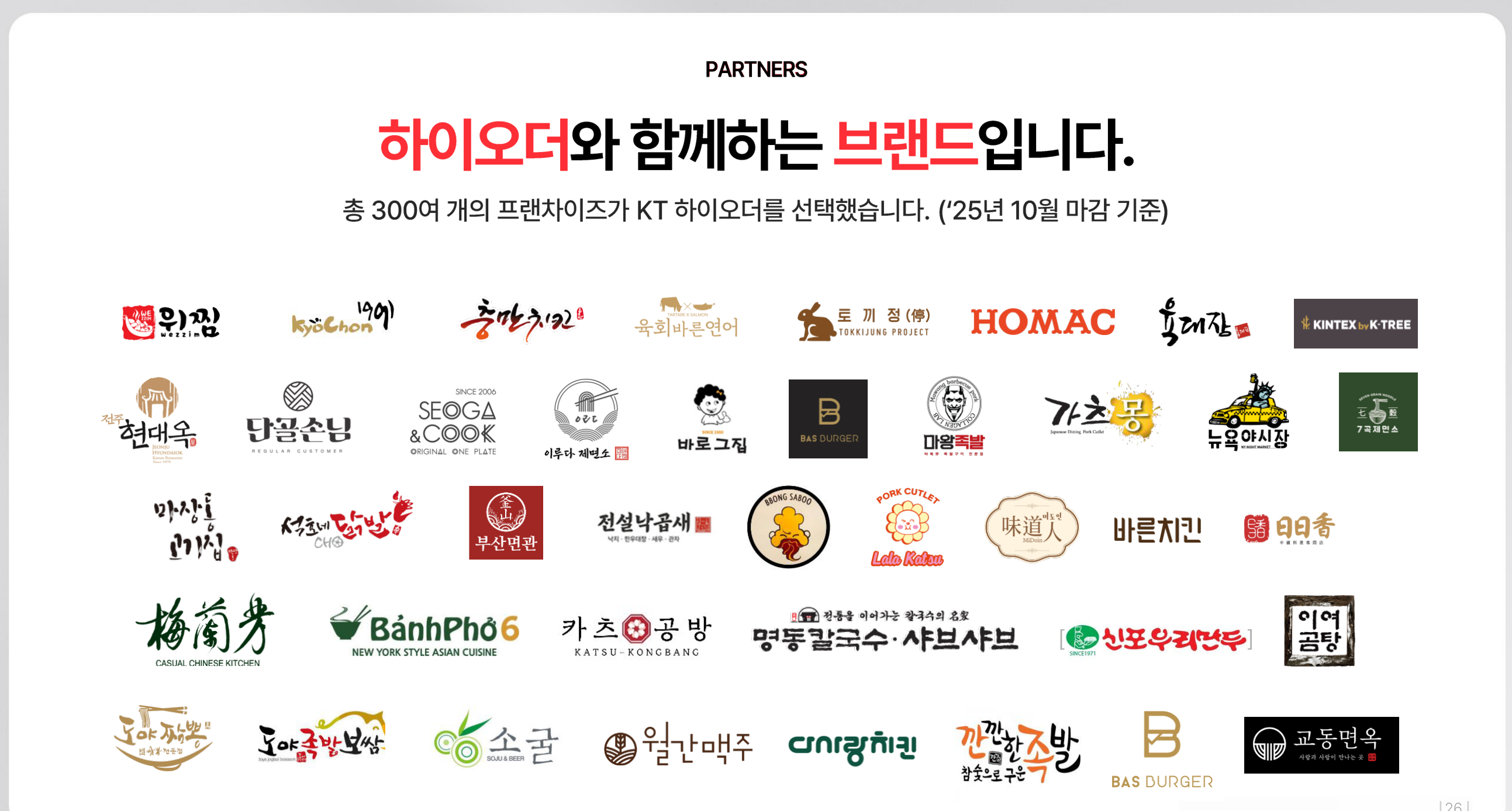 총 300여 개 프랜차이즈가 KT 하이오더를 선택